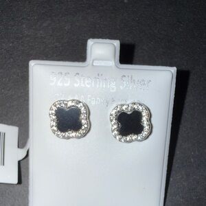 Elegant Silver and Black Stud Earrings